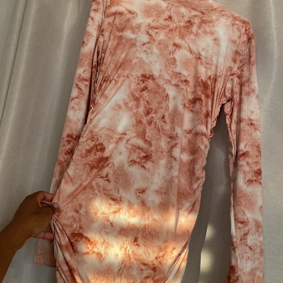 Tie Dye Long Sleeve Ruched Dress - Picture 2 of 5